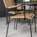 Jídelní stůl Break - 150*90 Black Alu / Black Aintwood +Lindos - Křeslo - Black Alu / Latte Rope_4