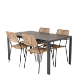 Jídelní stůl Break - 150*90 Black Alu / Black Aintwood +Lindos - Křeslo - Black Alu / Latte Rope_4