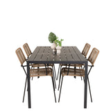 Jídelní stůl Break - 150*90 Black Alu / Black Aintwood +Lindos - Křeslo - Black Alu / Latte Rope_4