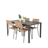 Jídelní stůl Break - 150*90 Black Alu / Black Aintwood +Lindos - Křeslo - Black Alu / Latte Rope_4