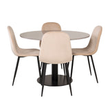 Jídelní stůl Razzia 106 cm - Šedá Terazzo / Černá+Polar Jídelní židle - Černé nohy / Béžová Velvet_4