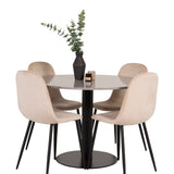 Jídelní stůl Razzia 106 cm - Šedá Terazzo / Černá+Polar Jídelní židle - Černé nohy / Béžová Velvet_4