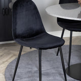 Jídelní stůl Razzia 106 cm - Šedá Terazzo / Jídelní židle Black+Polar - Černé nohy / Black Velvet_4