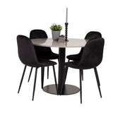 Jídelní stůl Razzia 106 cm - Šedá Terazzo / Jídelní židle Black+Polar - Černé nohy / Black Velvet_4