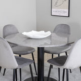 Jídelní stůl Razzia 106 cm - Šedá Terazzo / Jídelní židle Black+Polar - Černé nohy / Světle Šedá Velvet_4