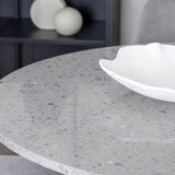 Jídelní stůl Razzia 106 cm - Šedá Terazzo / Jídelní židle Black+Polar - Černé nohy / Světle Šedá Velvet_4