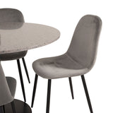Jídelní stůl Razzia 106 cm - Šedá Terazzo / Jídelní židle Black+Polar - Černé nohy / Světle Šedá Velvet_4