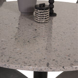 Jídelní stůl Razzia 106 cm - Šedá Terazzo / Jídelní židle Black+Polar - Černé nohy / Světle Šedá Velvet_4