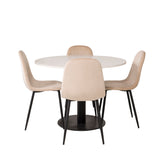 Jídelní stůl Razzia 106 cm - Bílá Terazzo / Jídelní židle Black+Polar - Černé nohy / Béžová Velvet_4