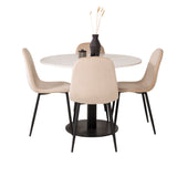 Jídelní stůl Razzia 106 cm - Bílá Terazzo / Jídelní židle Black+Polar - Černé nohy / Béžová Velvet_4