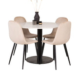 Jídelní stůl Razzia 106 cm - Bílá Terazzo / Jídelní židle Black+Polar - Černé nohy / Béžová Velvet_4