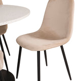 Jídelní stůl Razzia 106 cm - Bílá Terazzo / Jídelní židle Black+Polar - Černé nohy / Béžová Velvet_4