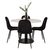 Jídelní stůl Razzia 106cm - Bílý Terazzo / Jídelní židle Black+Polar - Černé nohy / Black Velvet_4
