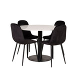 Jídelní stůl Razzia 106cm - Bílý Terazzo / Jídelní židle Black+Polar - Černé nohy / Black Velvet_4