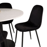 Jídelní stůl Razzia 106cm - Bílý Terazzo / Jídelní židle Black+Polar - Černé nohy / Black Velvet_4