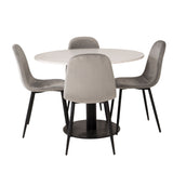 Jídelní stůl Razzia 106 cm - Bílá Terazzo / Jídelní židle Black+Polar - Černé nohy / Světle šedá Velvet_4