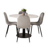 Jídelní stůl Razzia 106 cm - Bílá Terazzo / Jídelní židle Black+Polar - Černé nohy / Světle šedá Velvet_4