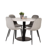 Jídelní stůl Razzia 106 cm - Bílá Terazzo / Jídelní židle Black+Polar - Černé nohy / Světle šedá Velvet_4