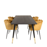 Dipp jídelní stůl - 180*90cm - Černá dýha / černé nohy s mosazným dippem +Limhamn - Židle - Gold Velvet_4