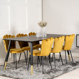 Dipp Jídelní stůl - 180*90cm - Černá dýha / černé nohy s mosazným dipp + Limhamn Light - Židle - Gold Velvet_6