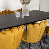 Dipp Jídelní stůl - 180*90cm - Černá dýha / černé nohy s mosazným dipp + Limhamn Light - Židle - Gold Velvet_6