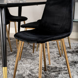 Dipp jídelní stůl - 180*90cm - Černá dýha / černé nohy s mosazným dippem + Polar Matstol - Matt Mässing / Svart Sammet_6