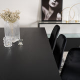 Dipp jídelní stůl - 180*90cm - Černá dýha / černé nohy s mosazným dippem + Polar Matstol - Matt Mässing / Svart Sammet_6