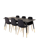 Dipp jídelní stůl - 180*90cm - Černá dýha / černé nohy s mosazným dippem + Polar Matstol - Matt Mässing / Svart Sammet_6