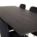 Dipp jídelní stůl - 180*90cm - Černá dýha / černé nohy s mosazným dippem + Polar Matstol - Matt Mässing / Svart Sammet_6