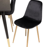 Dipp jídelní stůl - 180*90cm - Černá dýha / černé nohy s mosazným dippem + Polar Matstol - Matt Mässing / Svart Sammet_6