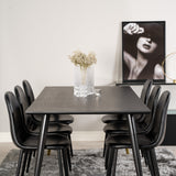 Dipp jídelní stůl - 180*90cm - Černá dýha / černé nohy s mosazným dippem + Polar Matstol - Svart / Svart PU _6