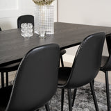 Dipp jídelní stůl - 180*90cm - Černá dýha / černé nohy s mosazným dippem + Polar Matstol - Svart / Svart PU _6