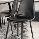 Dipp jídelní stůl - 180*90cm - Černá dýha / černé nohy s mosazným dippem + Polar Matstol - Svart / Svart PU _6