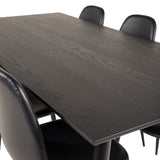 Dipp jídelní stůl - 180*90cm - Černá dýha / černé nohy s mosazným dippem + Polar Matstol - Svart / Svart PU _6