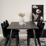 Jídelní stůl Dipp - 180*90cm - Černá dýha / černé nohy s mosazným dippem + Jídelní židle Polar - Černé nohy / Black Velvet_6