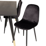 Jídelní stůl Dipp - 180*90cm - Černá dýha / černé nohy s mosazným dippem + Jídelní židle Polar - Černé nohy / Black Velvet_6