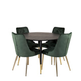Dipp jídelní stůl - 115 cm - Černá dýha / černé nohy s mosazným dippem + Velvet Lyx Matstol - Matt Mässing / Mossgrön Sammet_4