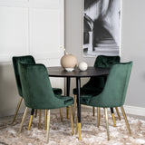 Dipp jídelní stůl - 115 cm - Černá dýha / černé nohy s mosazným dippem + Velvet Lyx Matstol - Matt Mässing / Mossgrön Sammet_4