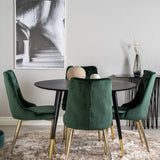 Dipp jídelní stůl - 115 cm - Černá dýha / černé nohy s mosazným dippem + Velvet Lyx Matstol - Matt Mässing / Mossgrön Sammet_4