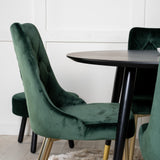 Dipp jídelní stůl - 115 cm - Černá dýha / černé nohy s mosazným dippem + Velvet Lyx Matstol - Matt Mässing / Mossgrön Sammet_4