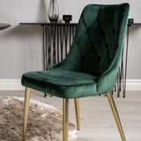 Dipp jídelní stůl - 115 cm - Černá dýha / černé nohy s mosazným dippem + Velvet Lyx Matstol - Matt Mässing / Mossgrön Sammet_4