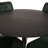 Dipp jídelní stůl - 115 cm - Černá dýha / černé nohy s mosazným dippem + Velvet Lyx Matstol - Matt Mässing / Mossgrön Sammet_4