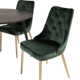 Dipp jídelní stůl - 115 cm - Černá dýha / černé nohy s mosazným dippem + Velvet Lyx Matstol - Matt Mässing / Mossgrön Sammet_4