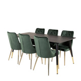 Dipp jídelní stůl - 180*90cm - Černá dýha / černé nohy s mosazným dippem +Velvet Lyx Matstol - Matt Mässing / Mossgrön Sammet_6