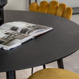 Jídelní stůl Dipp - 115 cm - Černá dýha / černé nohy s mosazným dippem + Limhamn Light - Židle - Gold Velvet_4