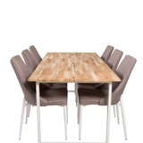 Cirebon Jídelní stůl 200*90cm - Teak / Bílá +Leone 2.0 Polar Grey - Bílé nohy _6