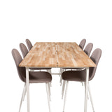 Cirebon Jídelní stůl 200*90cm - Teak / Bílá + Židle Polar - Šedá látka Bílé Nohy _6