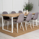 Cirebon Jídelní stůl 200*90cm - Teak / Bílá + Židle Polar - Šedá látka Bílé Nohy _6