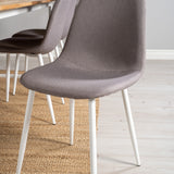 Cirebon Jídelní stůl 200*90cm - Teak / Bílá + Židle Polar - Šedá látka Bílé Nohy _6