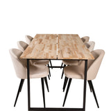 Cirebon Matbord - Svart / Naturträ - 200*90*H75+Velvet Matstol - Svart / Créme _